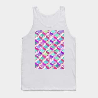 Patchwork Ribbon Ogee Pattern with Pink & Purple Tank Top